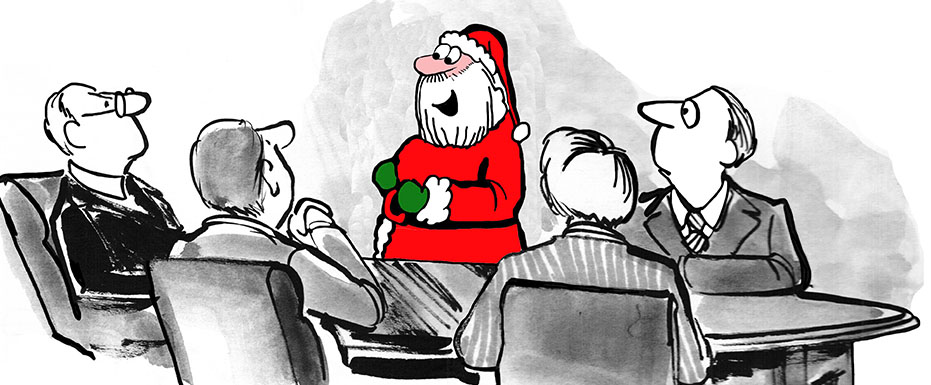 Santa presenting to accountant